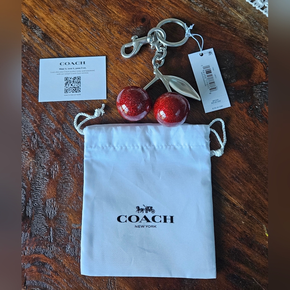 Coach NWT Cherry Charm With Silver Hardware
